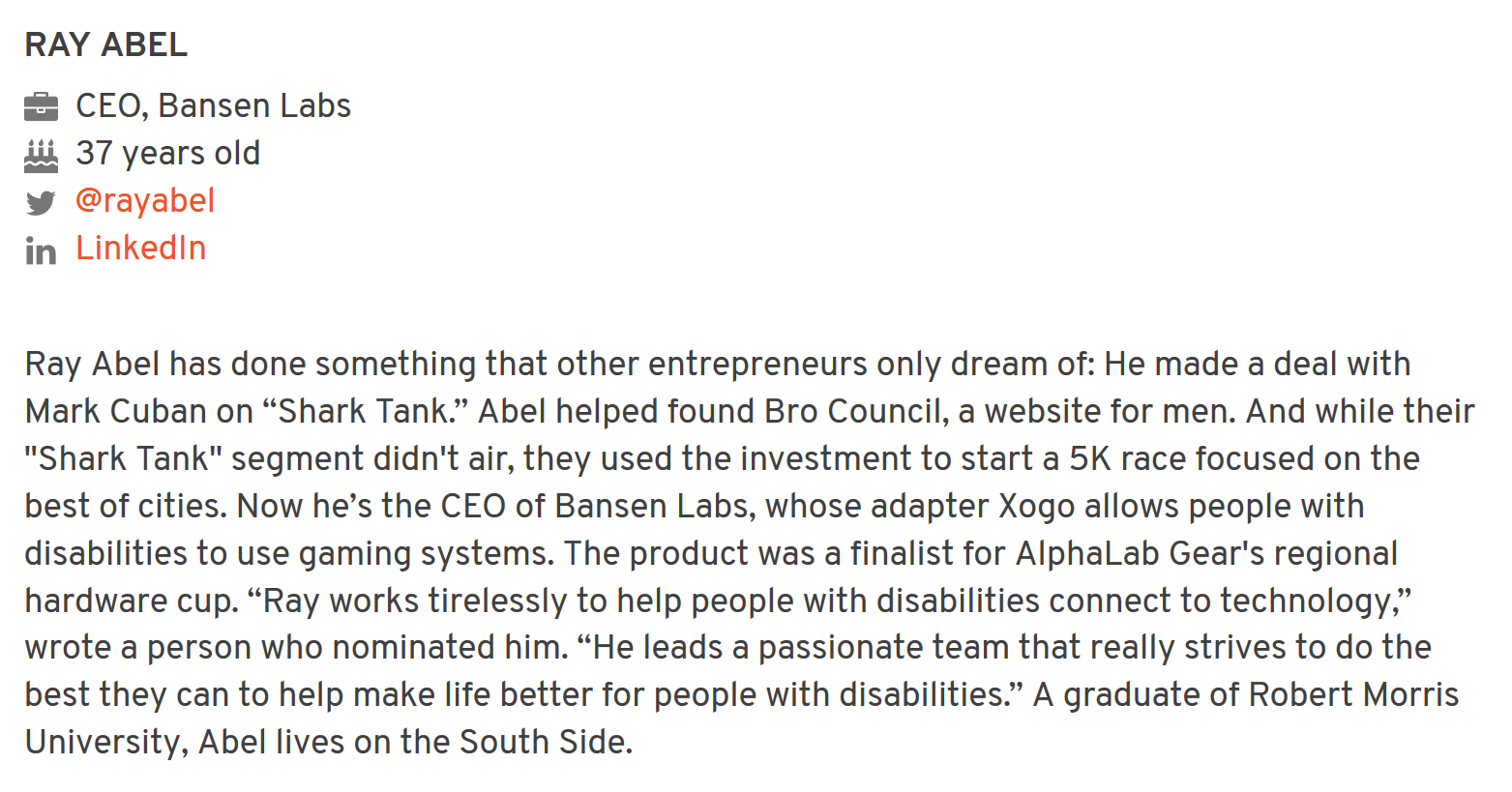 Who's Next Ray Abel Info